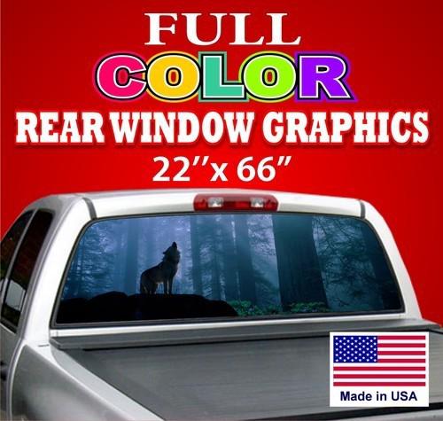 Wolf sign decal tint sign one way vision 66"x22" car truck dodge ford chevy toy 