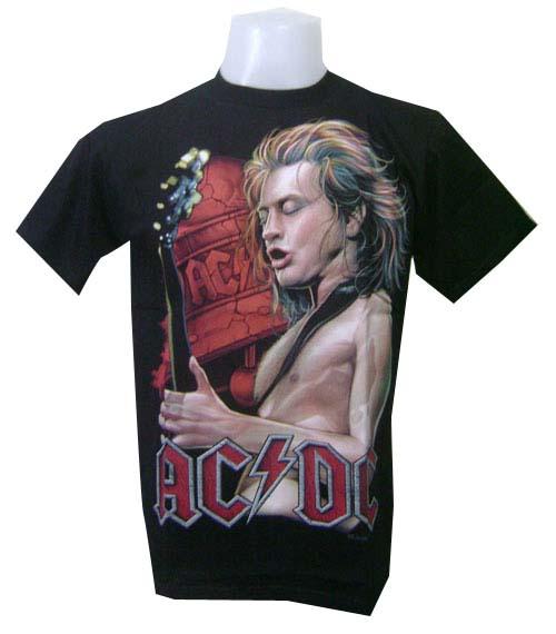 New acdc ac-dc guitar rock music heavy metal biker punk black t-shirt mens sz m
