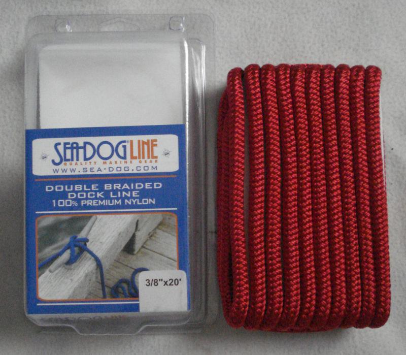 Double braid nylon dock line red 3/8" x 20' sea-dog premium docking 12'' eye