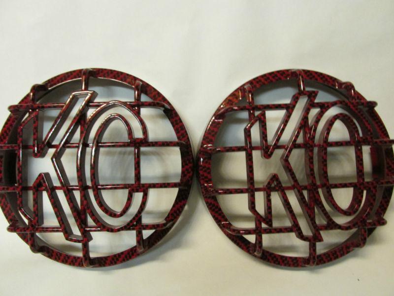 Buy KC HILITES GRILL GUARDS SET OF 2 COVERS RED CARBON FIBER LOOK KC Light Covers in Prescott