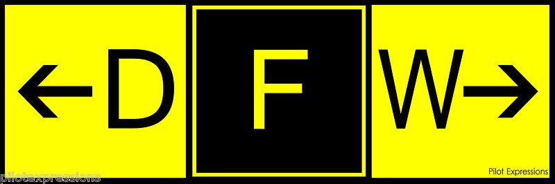 Dallas-fort worth international airport (dfw) taxiway sign aviation sticker