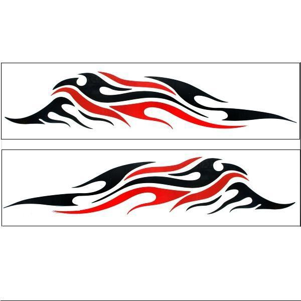 Car two side  body decoration decal sticker black red x 2 pieces no.12