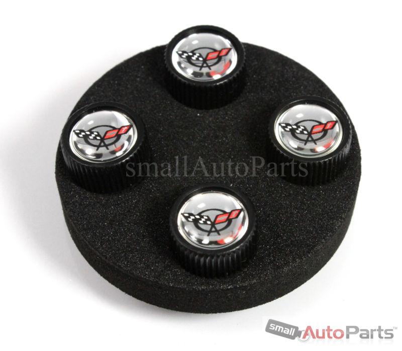 Buy (4) Chevy Corvette C5 Mirror Logo Black ABS Tire/Wheel Stem air Valve CAPS set in USA