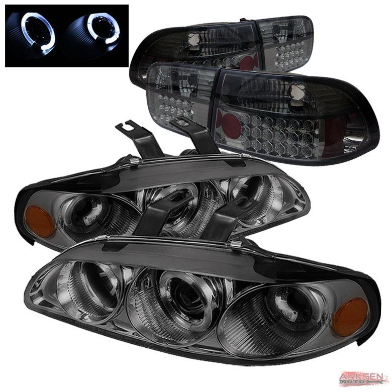 Buy 9295 HONDA CIVIC 2 DR SMOKED HALO PROJECTOR HEADLIGHTS+LED TAIL
