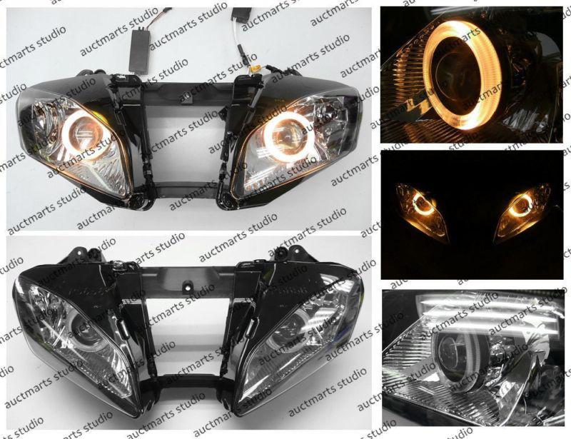 Yamaha yzf r6 2008-2011 halo angel eye projector bi-xenon headlamp yellow d