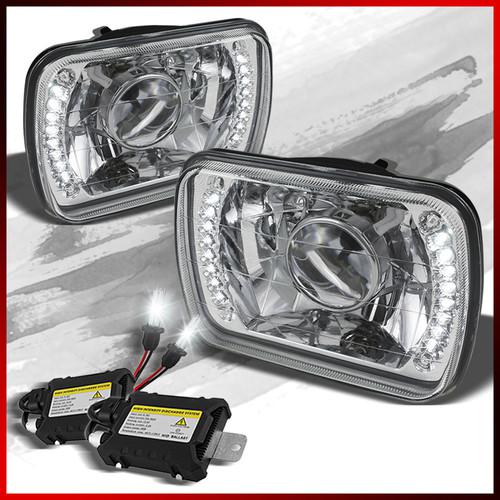 7x6 projector headlights w/ dual strip led built-in +slim xenon 6k hid kit combo