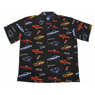 Ghh shirt button down cotton rayon short sleeve black camaro men's xl ea