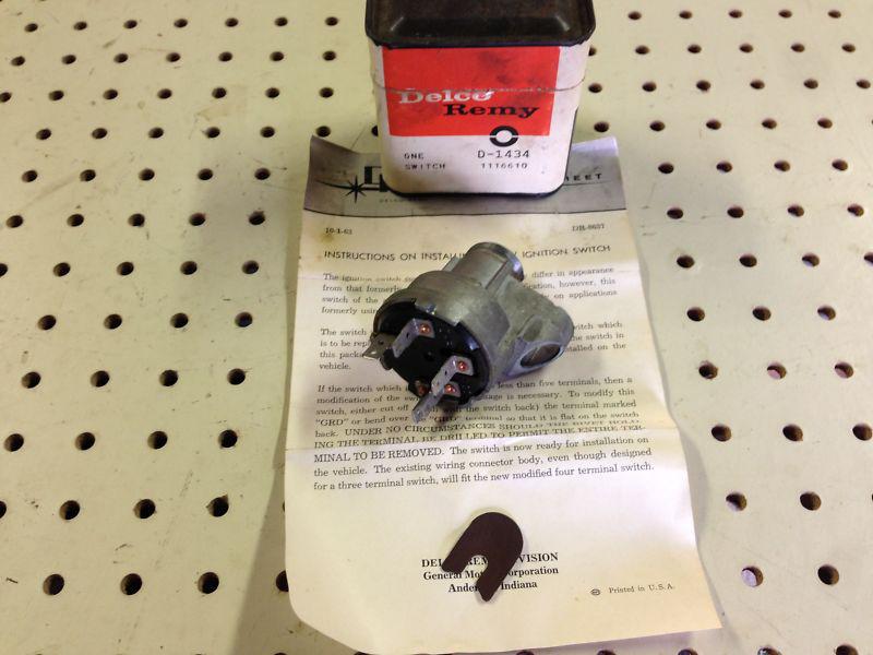 Nos 61-63 chevrolet ignition switch delco 116610 d-1434 62