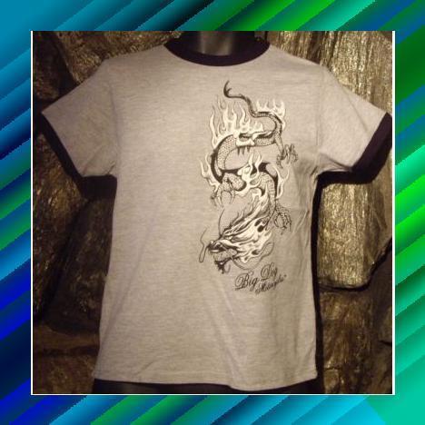 Big dog motorcycle ladies short sleeve grey dragon md