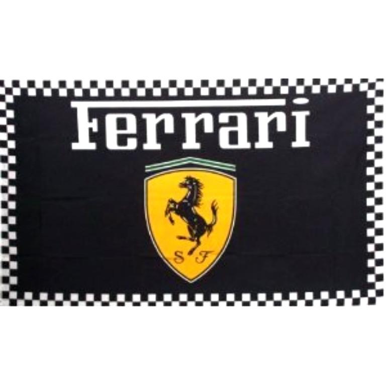 Ferrari shield flag 3x5' racing black checker banner jcx*