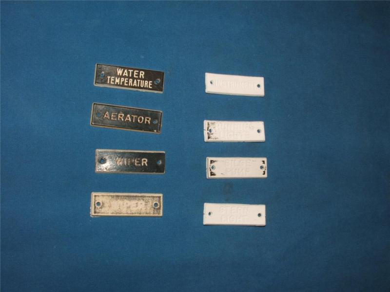 8 vintage switch labels      boat parts & hardware