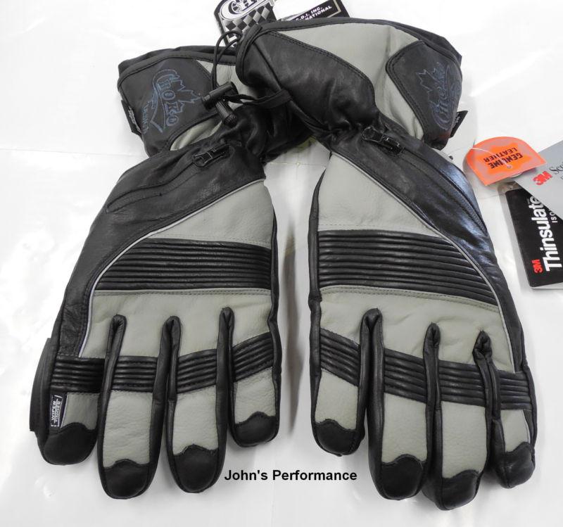 Choko ultra leather snowmobile gloves grey & black m l xl 
