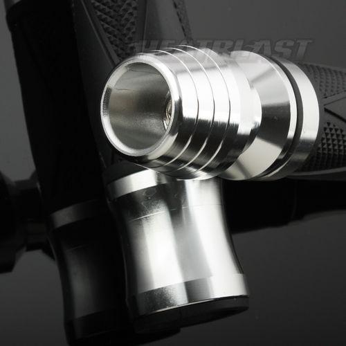 Silver motorcycle/bike handlebar hand grips aluminum 7/8" gel alloy rubber 22mm
