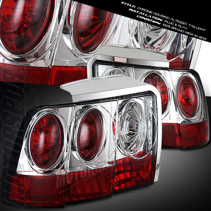 99-04 ford mustang coupe convertible euro chrome altezza tail lights base gt l+r