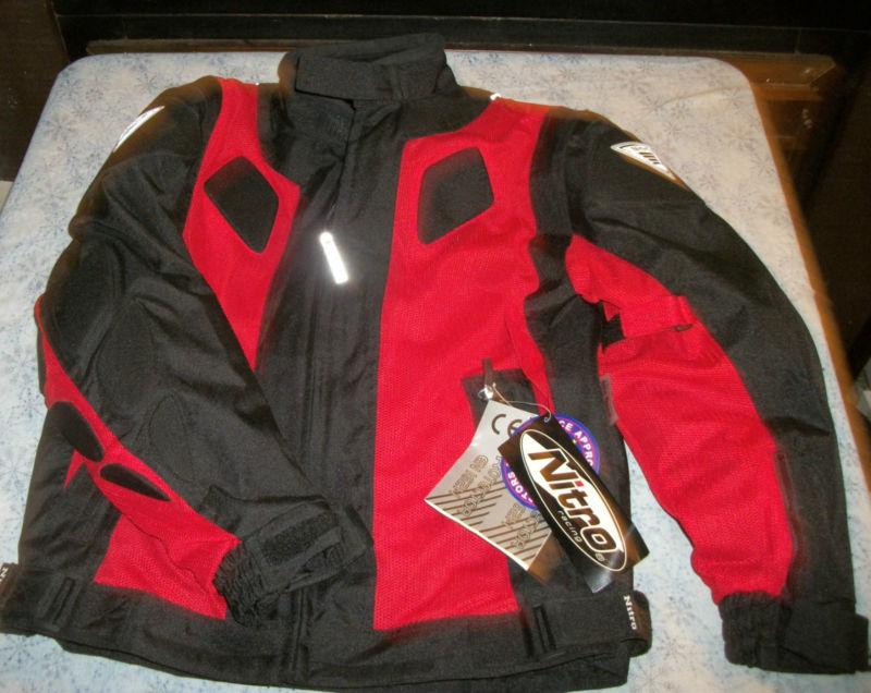 New nitro racing red mesh armored motorcycle jacket medium new w/ tags 
