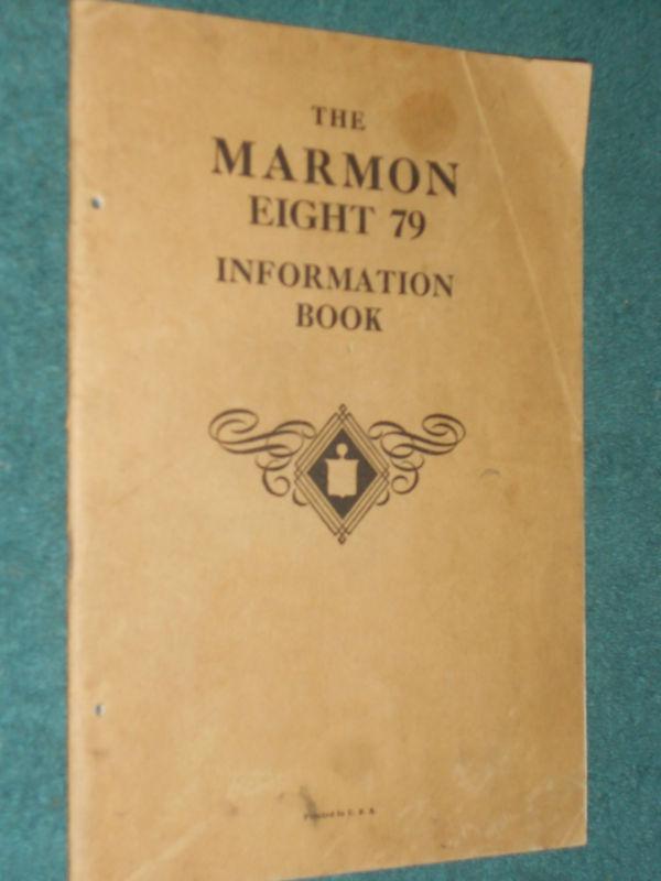 1930 marmon eight 79 car information book / owner's manual original!!