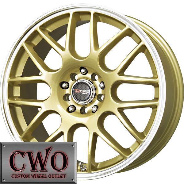 17 gold drag dr-34 wheels rims 5x100/5x114.3 5 lug civic mazda 3 6 wrx accord tc