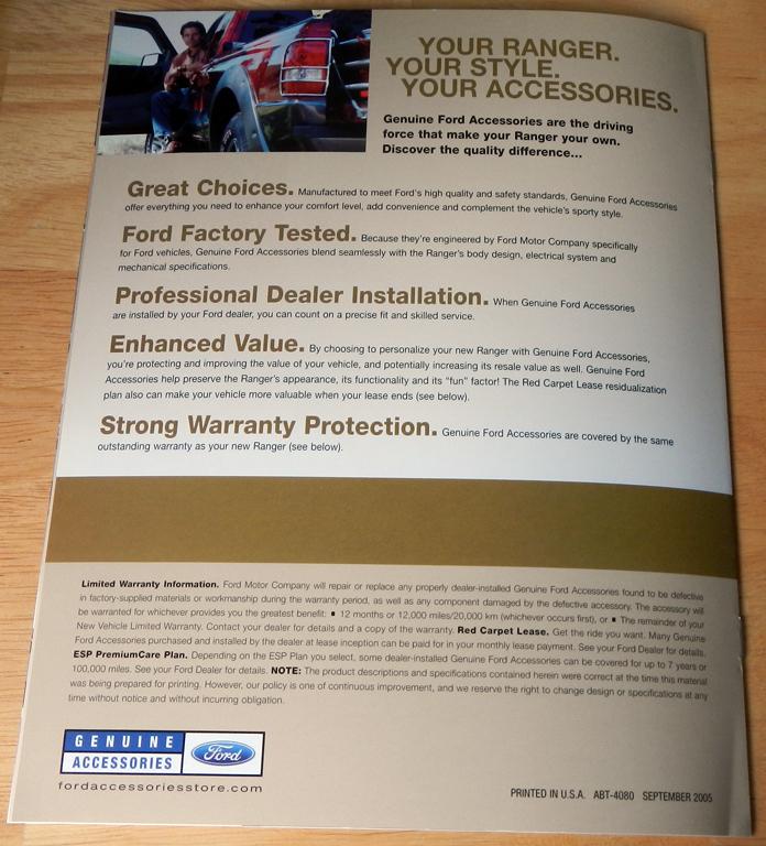 Find 2006 FORD RANGER ACCESSORIES CATALOG BROCHURE in Clawson, Michigan