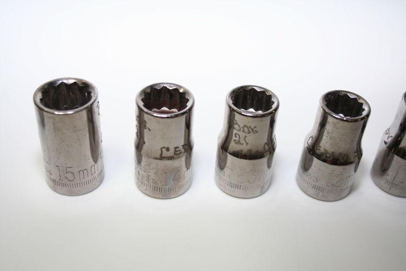 Craftsman Metric socket lot of 18 3/8 1/2 inch drive Used engraved 12 point, US $29.99, image 3