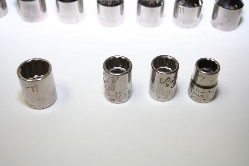 Craftsman Metric socket lot of 18 3/8 1/2 inch drive Used engraved 12 point, US $29.99, image 5