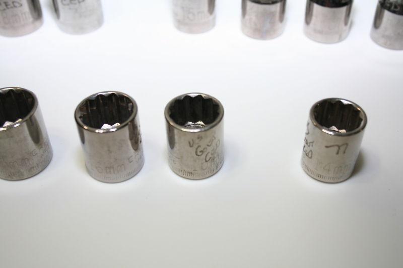 Craftsman Metric socket lot of 18 3/8 1/2 inch drive Used engraved 12 point, US $29.99, image 6