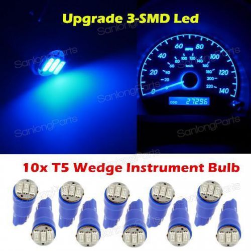 10pcs t5 74 1206 3-smd car dash gauge led light bulbs lamp 12v blue for chevy