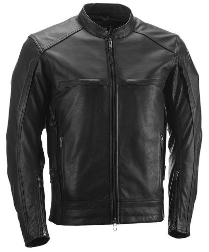 Men's armored leather coat riding jacket with ccw pistol pocket black sm-4x new