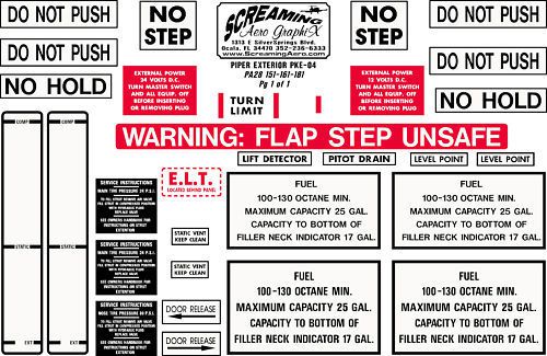 Piper pa28 exterior placard kit 151-161-181 free ship