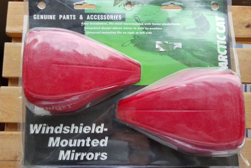 Arctic cat snowmobile windshield-mounted mirrors (pair) part #2639-168 nos red