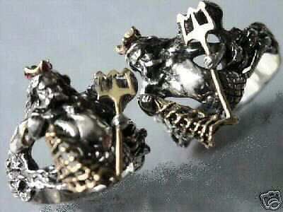 Neptune  vintage gent&#039;s ruby ring sterling silver