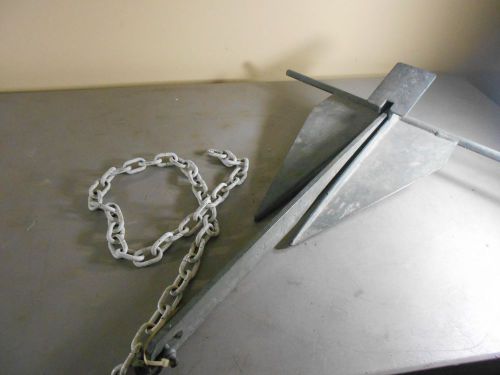 Hooker #13 13lb galvanized steel fluke anchor for 31ft boat w/ 4-1/2 ft of chain