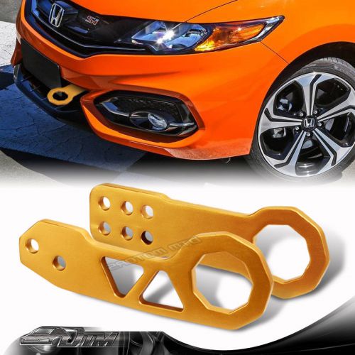 2" jdm anodized cnc billet aluminum front +rear 2pcs gold racing tow hook set ee