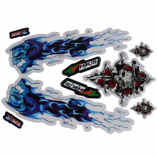 New style colorful flame rose skulls sticker decal cool