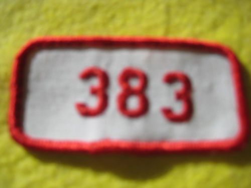 Vintage  dodge mopar plymouth 383 engine red white uniform patch 3&#034;x1 1/4&#034;