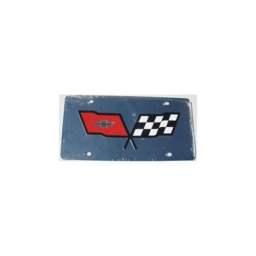 Corvette c3 flags silver laser cut license plate - corvflsvls