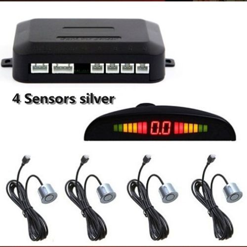 Silver 4 parking sensor reversing radar wireless reverse display buzzer alarm