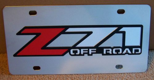 Chevrolet z71 off road stainless steel vanity license plate tag