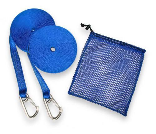2 sailboat blue 20' jackline strap stainless steel hook