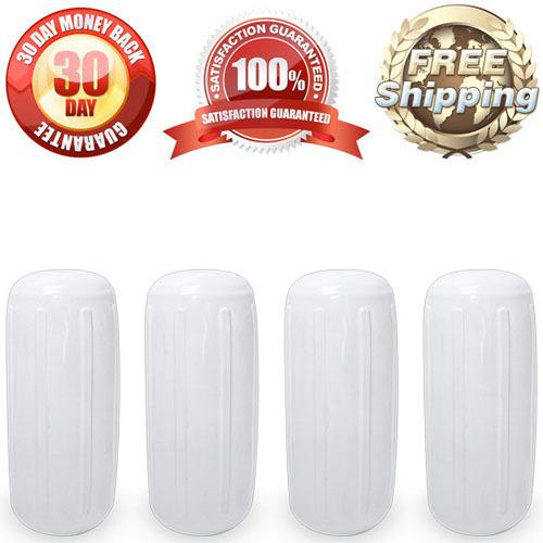 6" x 15" boat docking inflatable fenders 4x white vinyl dock guard center hole
