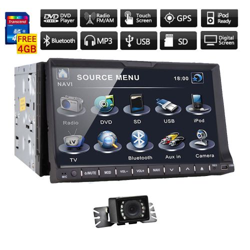 2din 7" car stereo dvd radio player ipod bluetooth gps navigation+backup camera
