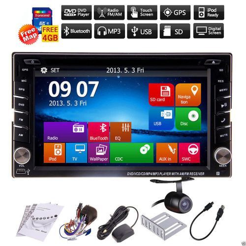 Gps navigation hd double 2din car stereo dvd player bluetooth ipod mp3 bt+camera