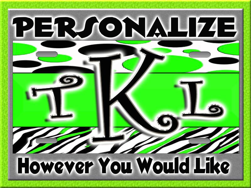 Zebra polka dot background personalized 2 customized  license plate auto sign  