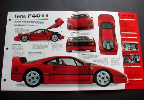 1992 ferrari f40 unusual imp brochure '92
