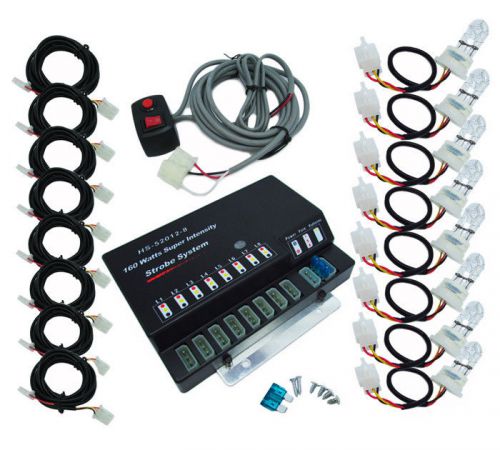 160w 8 hid bulbs hide a way emergency hazard warning strobe light system kit