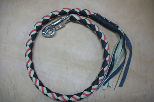 Biker whip motorcycle getback black desert tan &amp; red paracord  by stitch!!!!!