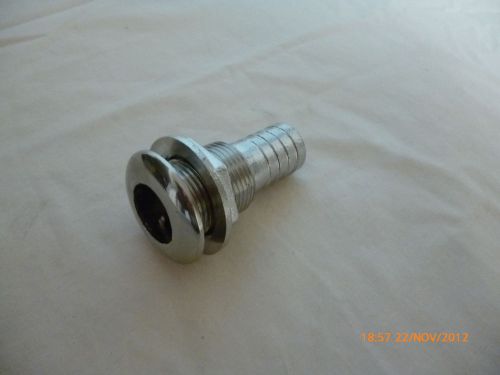 Through hull fitting  1&#034; bsp + 1&#034;hosetail .316 stainless steel  polished face .