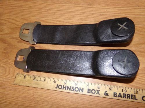 1968-71  gm deluxe  male seat belt strap in plastic sleeves pair w/ bolts