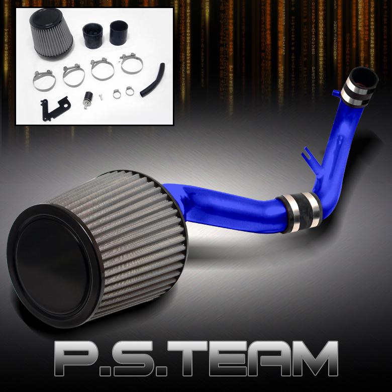 01-05 civic ex blue aluminum cold air intake+stainless washable mesh cone filter