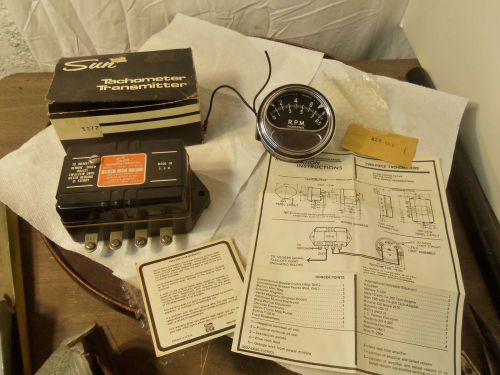 Vintage 8500 rpm sun sweep tachometer &amp; nos eb-9a transmitter gasser hot rat rod