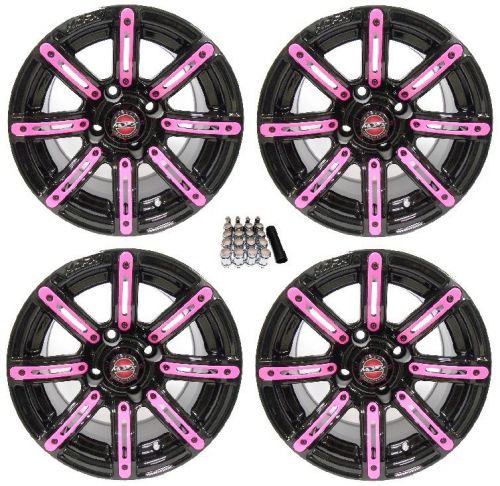 Madjax 12&#034; illusion black/pink golf cart wheels/rims yamaha